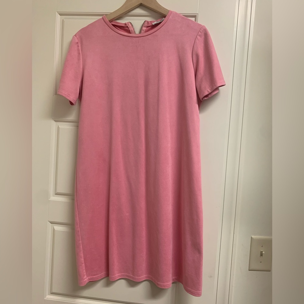 Zara suede baby pink mini dress